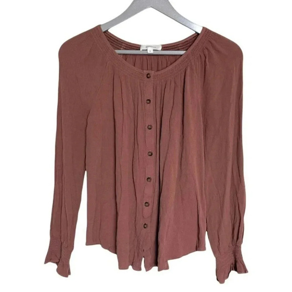 Hailey & Co. S boho brownish pink button down peasant shirt - Picture 1 of 6